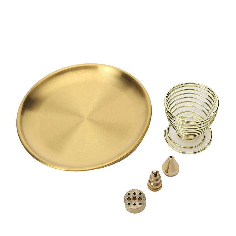3/4/5Pcs/Set Metal Incense Burner Brass Incense Holder Palo Santo Holder Sage Holder Incense Tray Ash Catcher Home Decor Crafts - KIMLUD