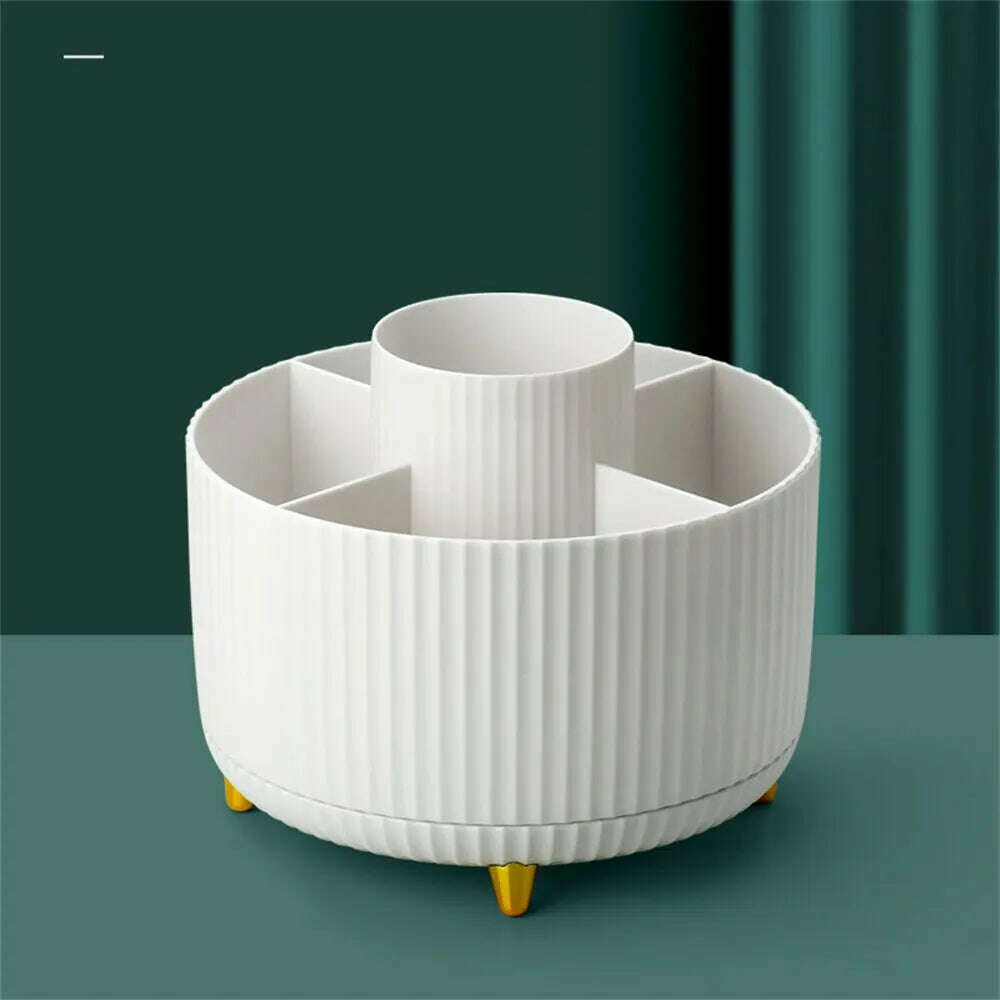 360°Rotating Desktop Makeup Brushes Organizer Cosmetic Storage Box Portable Lipstick Holder Skincare Pen Organizer Stand - KIMLUD