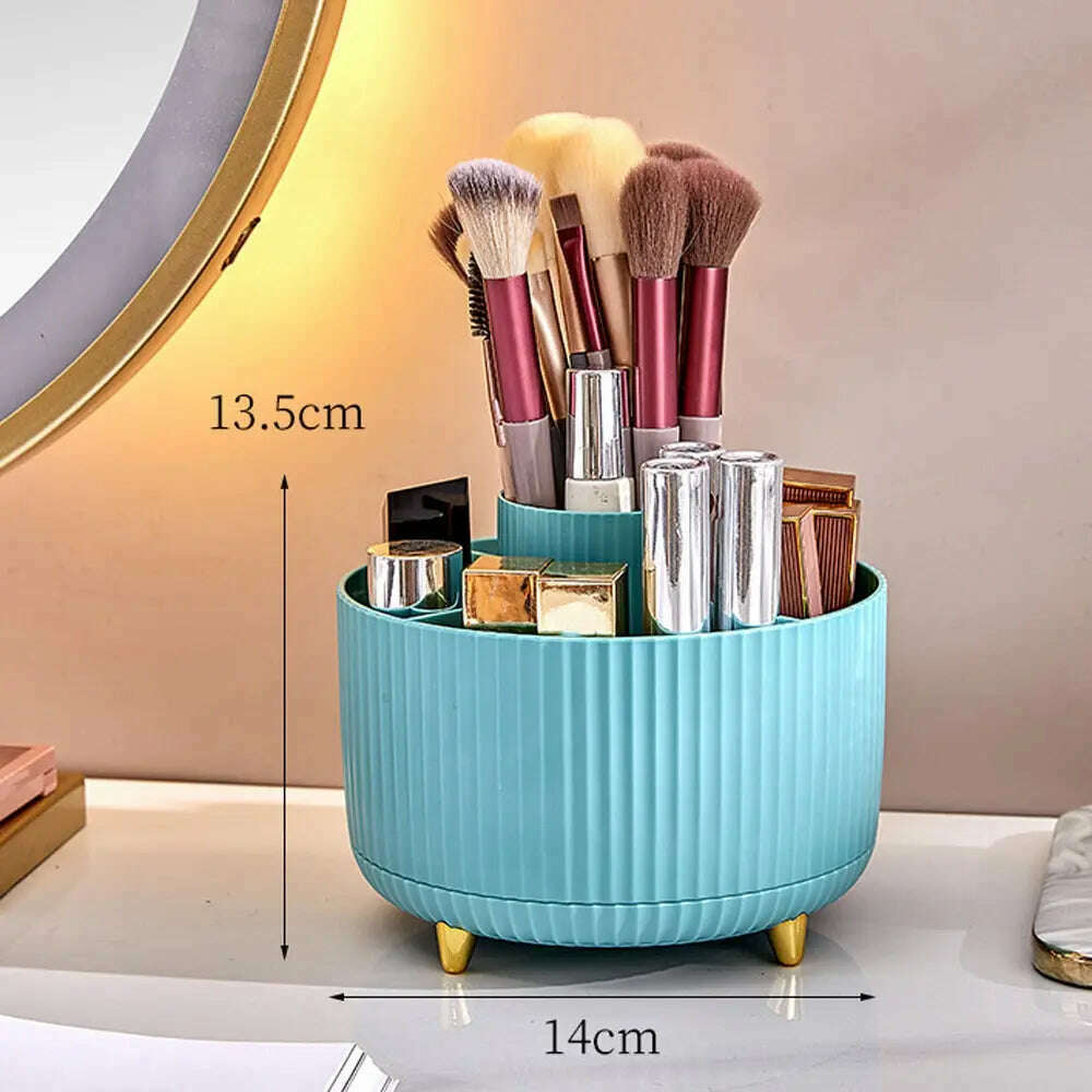 360°Rotating Desktop Makeup Brushes Organizer Cosmetic Storage Box Portable Lipstick Holder Skincare Pen Organizer Stand - KIMLUD
