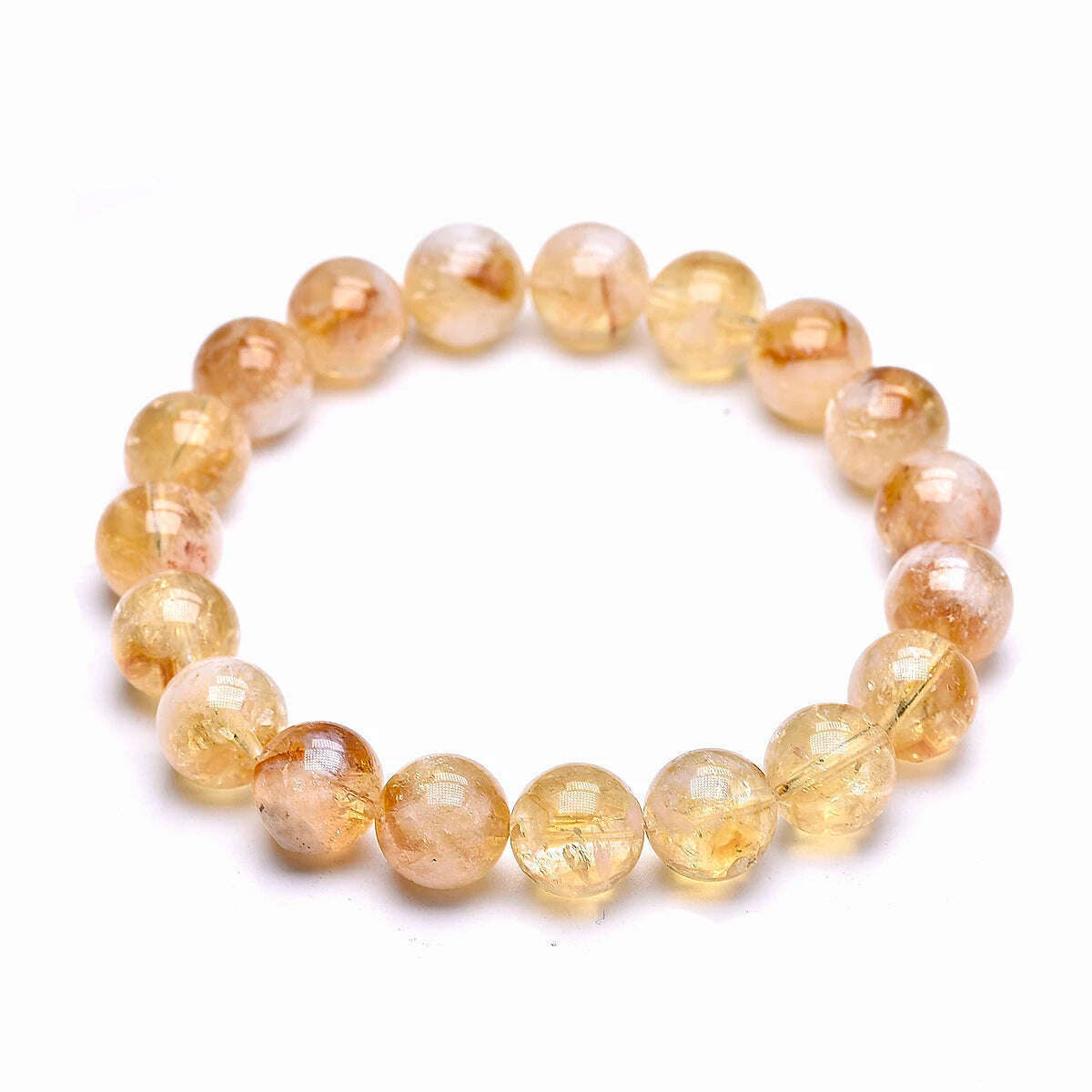 KIMLUD, 3A Natural Reiki Healing Energy Yelllow Citrine Quartz Chakra Meditation Degausst Beads Bracelets For Women Men Lucky Jewelry, Beads 10mm / 16cm, KIMLUD Womens Clothes