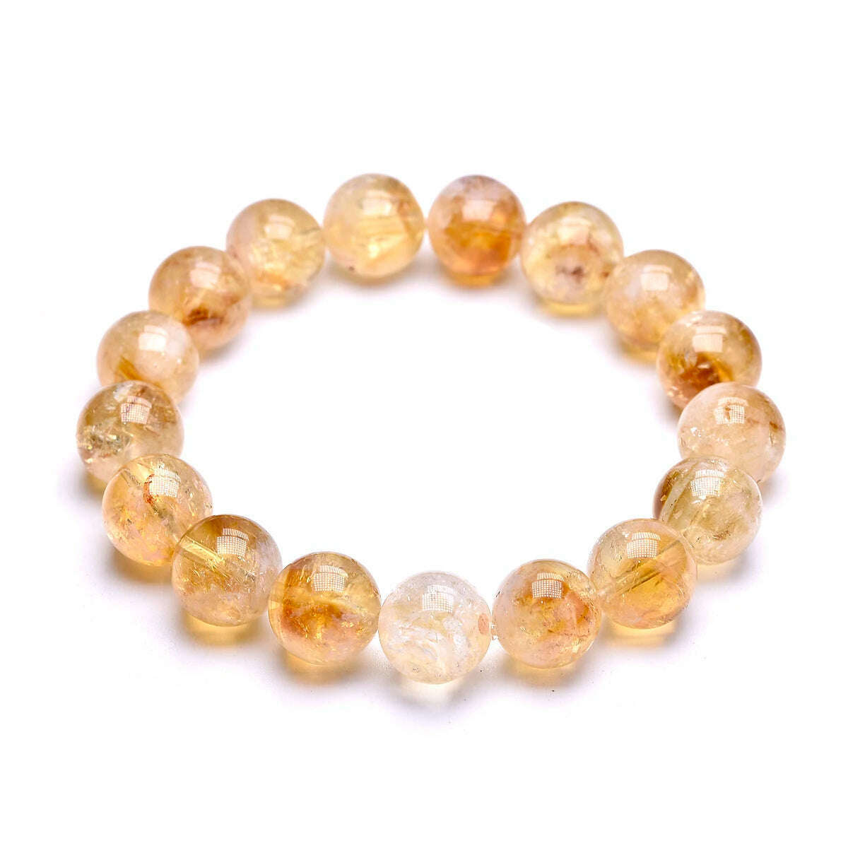 KIMLUD, 3A Natural Reiki Healing Energy Yelllow Citrine Quartz Chakra Meditation Degausst Beads Bracelets For Women Men Lucky Jewelry, Beads 12mm / 16cm, KIMLUD Womens Clothes