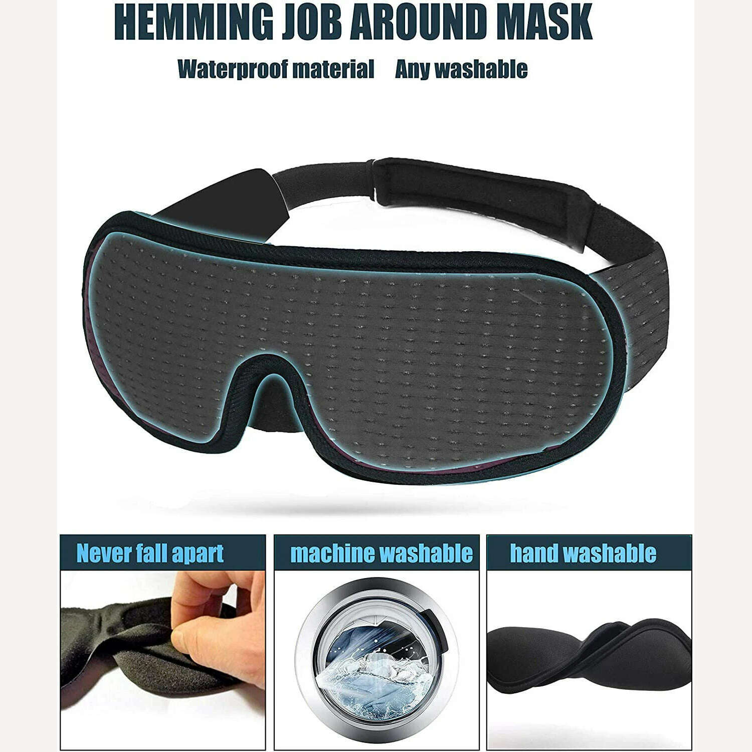 3D Mask for Sleep Eye Mask Lights Blockout Soft Padded Sleeping Masked Fabric Cover Shade Blindfold Eyepatch - KIMLUD