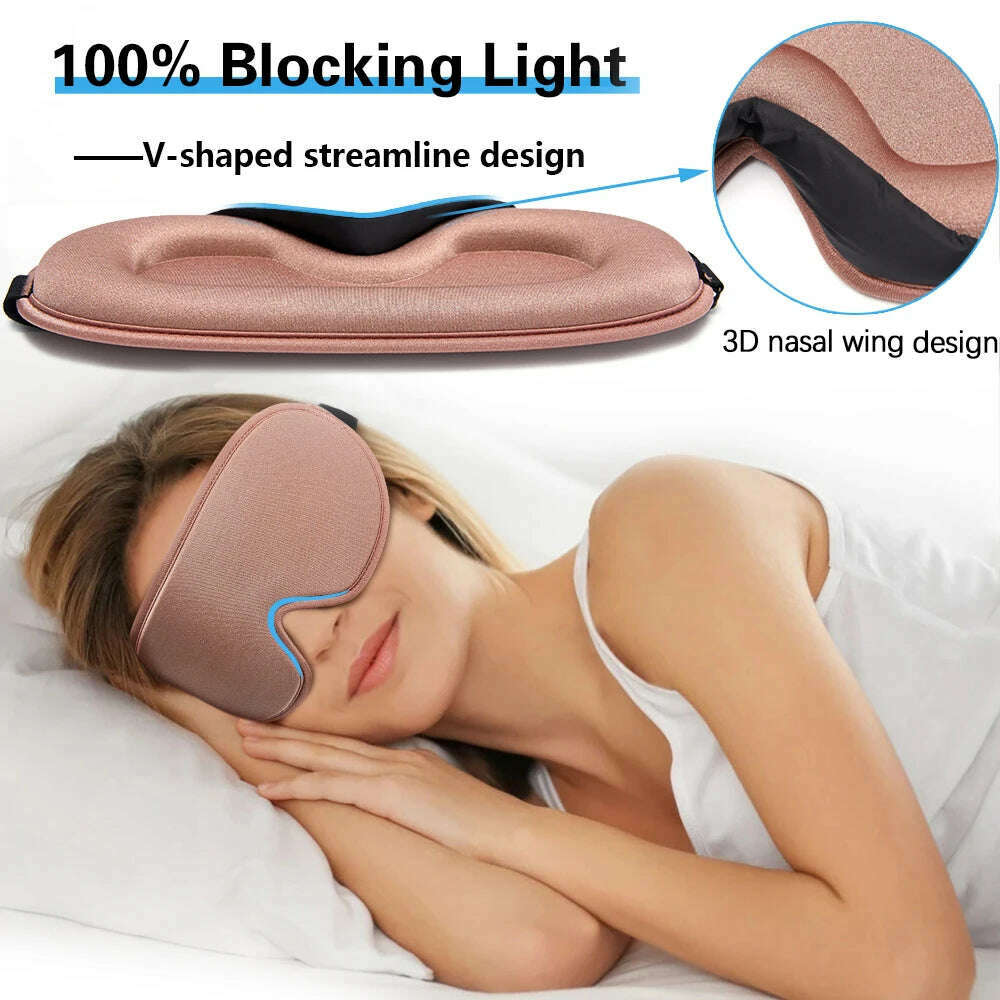 3D Memory Foam Silk Sleeping Mask Soft Eye Patches Breathable Sleep Mask Eyeshade Blindfold Travel Cover Eyemask for Sleeping - KIMLUD