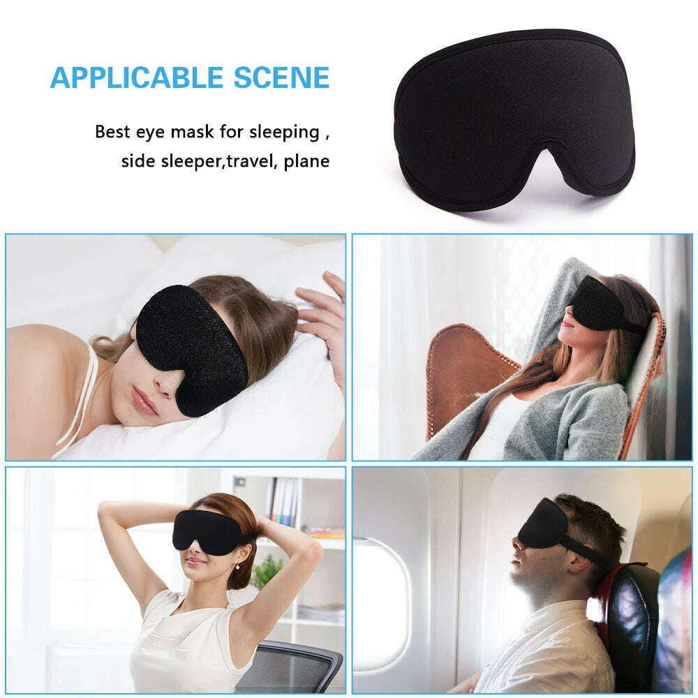 3D Memory Foam Silk Sleeping Mask Soft Eye Patches Breathable Sleep Mask Eyeshade Blindfold Travel Cover Eyemask for Sleeping - KIMLUD