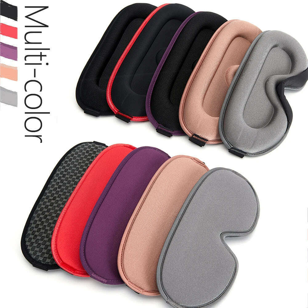 3D Memory Foam Silk Sleeping Mask Soft Eye Patches Breathable Sleep Mask Eyeshade Blindfold Travel Cover Eyemask for Sleeping - KIMLUD