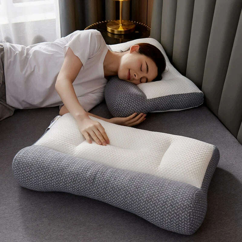 KIMLUD, 3D Neck Pillow Orthopedic To Help Sleep And Protect The Neck High Elastic Soft Porosity Washable Pillows Bedding For Hotel Home, KIMLUD Womens Clothes