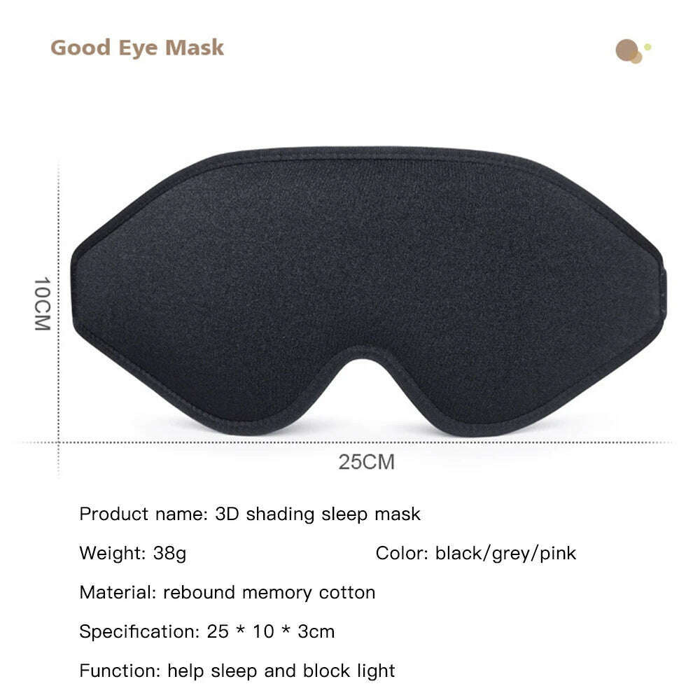 KIMLUD, 3D Sleep Mask 99% Blockout Light Blindfold Sleeping Aid Eye Mask Soft Memory Foam Face Mask Eyeshade Slaapmasker Eye Cover Patch, KIMLUD Womens Clothes