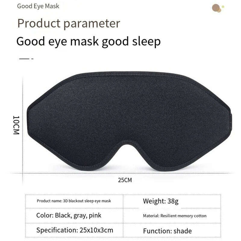 KIMLUD, 3D Sleep Mask Blindfold Sleeping Aid Eye Mask Soft Memory Foam Face Mask Eyeshade 99% Blockout Light Slaapmasker Eye Cover Patch, KIMLUD Womens Clothes