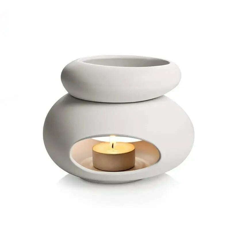 KIMLUD, 3In1 Candle Essential Oils Burner Big Capacity Separated Aromatherapy Oil Lamp Candlestick Fragrance Burners Home Wedding Spa, KIMLUD Womens Clothes