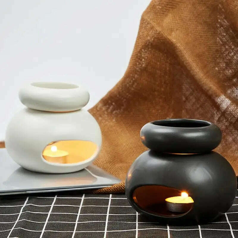 KIMLUD, 3In1 Candle Essential Oils Burner Big Capacity Separated Aromatherapy Oil Lamp Candlestick Fragrance Burners Home Wedding Spa, KIMLUD Womens Clothes