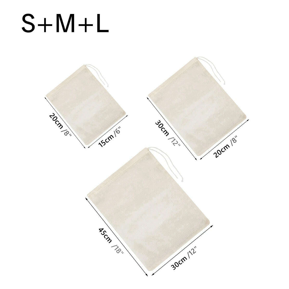 3Pcs Nut Milk Bags Cheese Cloth Cheesecloth Bags for Straining Reusable Cotton Filter Bags Cold Brew Bags Milk Tea Strainers - KIMLUD