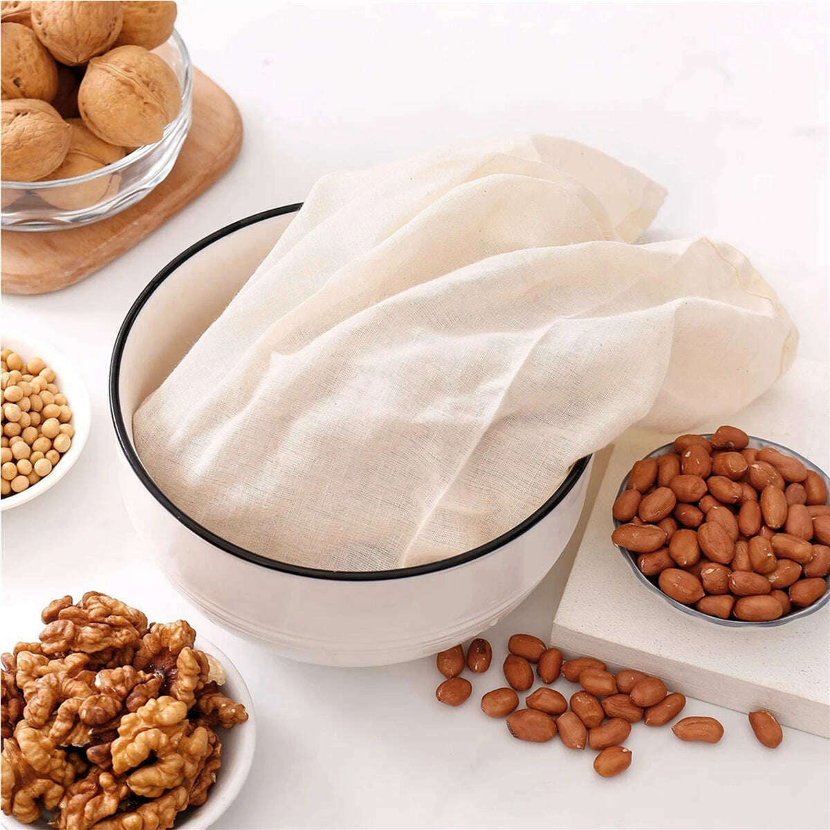 3Pcs Nut Milk Bags Cheese Cloth Cheesecloth Bags for Straining Reusable Cotton Filter Bags Cold Brew Bags Milk Tea Strainers - KIMLUD