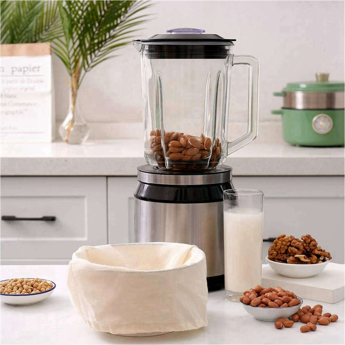 3Pcs Nut Milk Bags Cheese Cloth Cheesecloth Bags for Straining Reusable Cotton Filter Bags Cold Brew Bags Milk Tea Strainers - KIMLUD