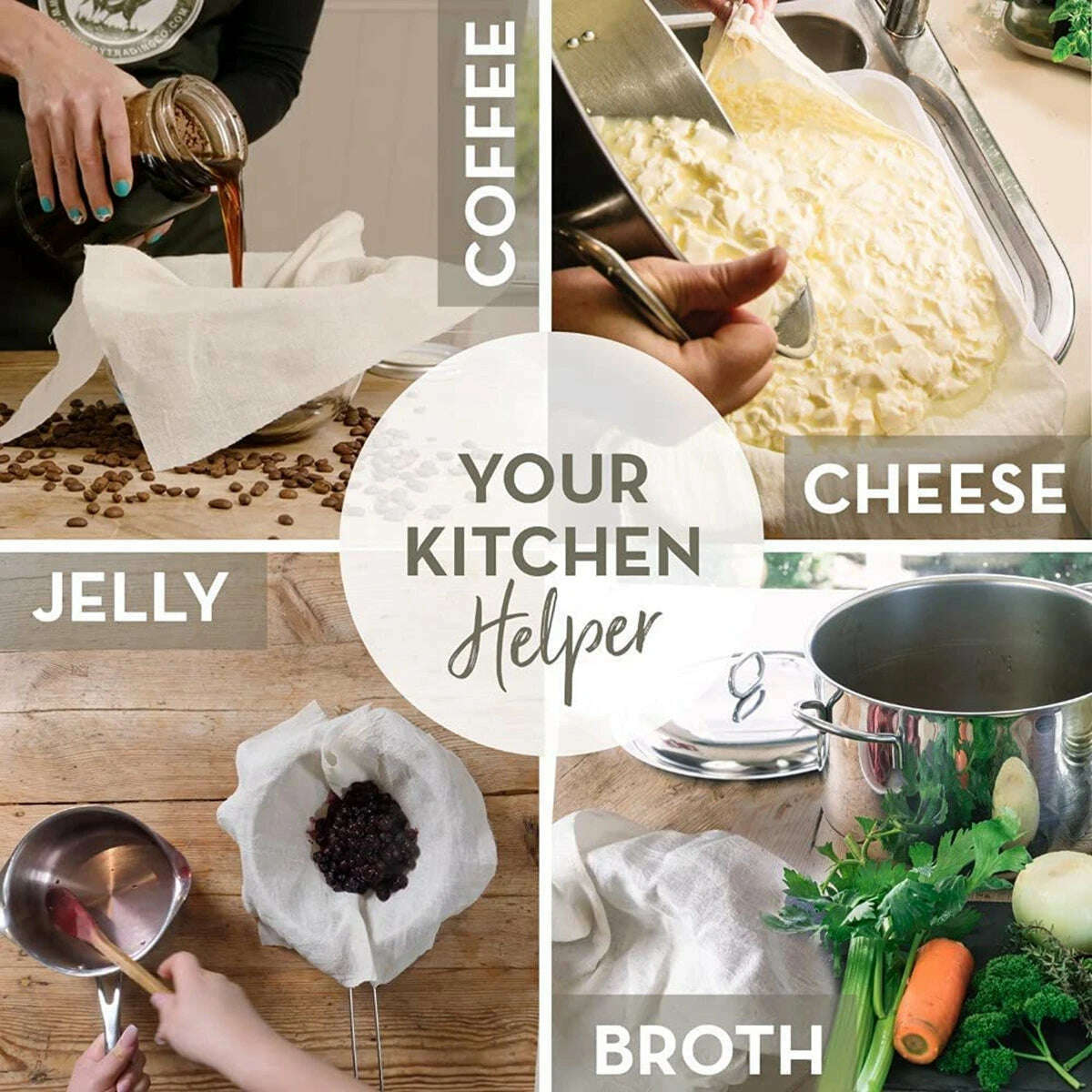 3Pcs Nut Milk Bags Cheese Cloth Cheesecloth Bags for Straining Reusable Cotton Filter Bags Cold Brew Bags Milk Tea Strainers - KIMLUD