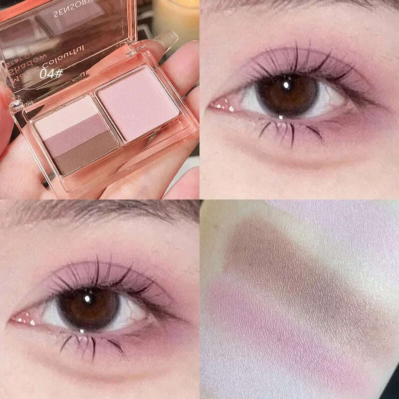 4 Colors Mini Eyeshadow Palette Pink Blush Natural Matte Eye Shadow Palette Long Lasting Korean Contour Powder Pigment Makeup - KIMLUD