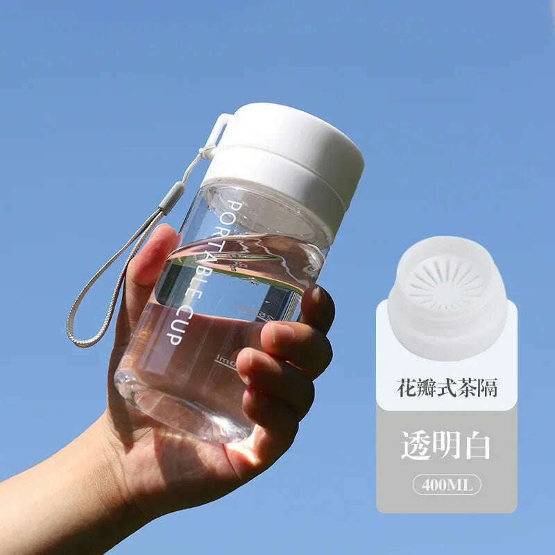 KIMLUD, 400/600/800ml Outdoor Large Capacity Sports Water Bottle Scrub Plastic Cup Portable Anti-Drop Water Cup Air Up Drinkfles, clea white 400ml / ., KIMLUD Womens Clothes