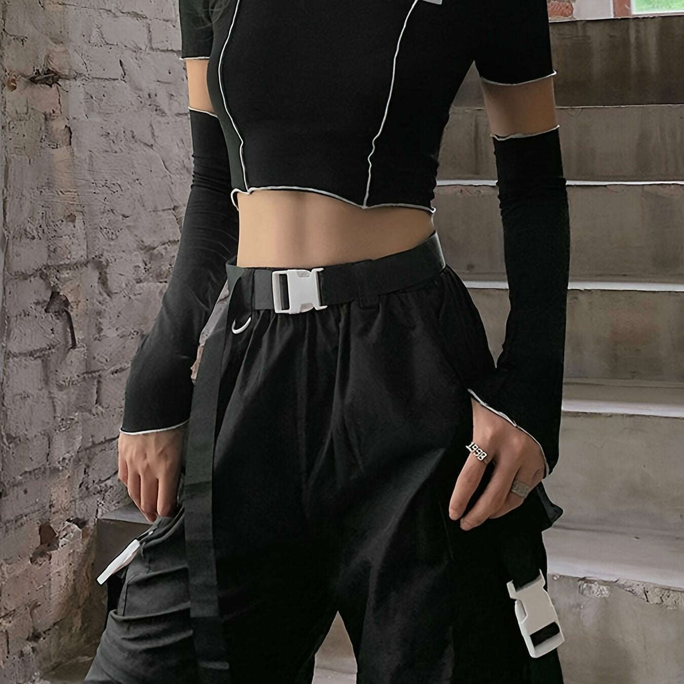 KIMLUD, Off Shoulder Hollow Crew Neck T-shirt, Casual Loose Long Sleeve Fashion Summer Slim Bottoming T-Shirts Tops, Women's Clothing, KIMLUD Womens Clothes