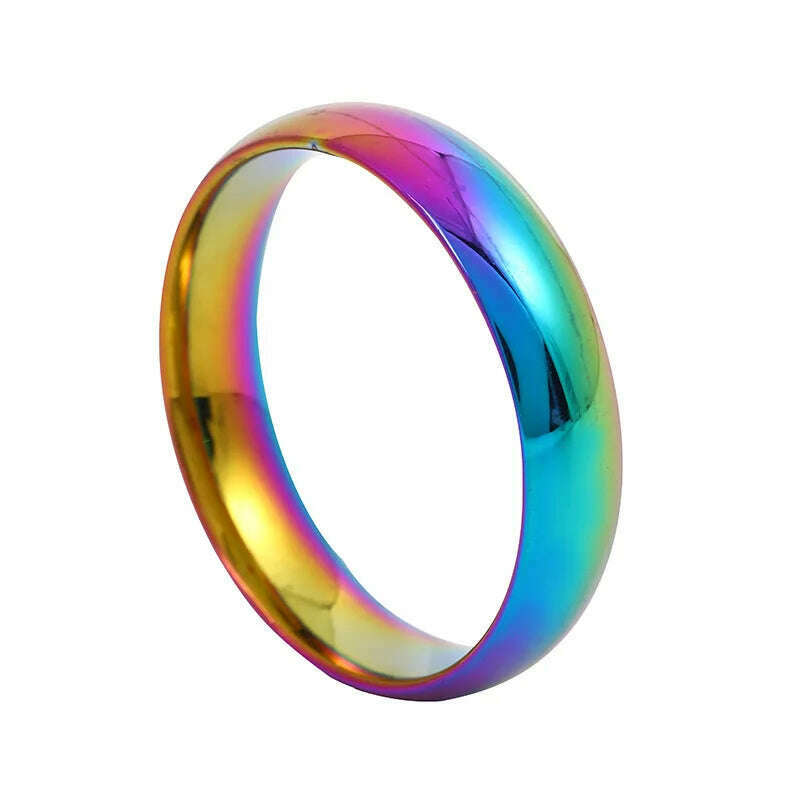 KIMLUD, 4mm High-End Temperament Smooth Titanium Steel Non-Fading Exquisite Ring Wedding Ring Engagement Jewelry Gift, multicolor / 12, KIMLUD Womens Clothes
