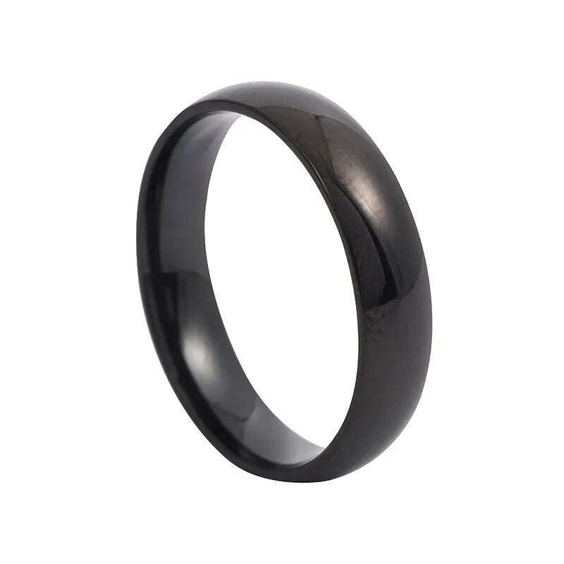 KIMLUD, 4mm High-End Temperament Smooth Titanium Steel Non-Fading Exquisite Ring Wedding Ring Engagement Jewelry Gift, black / 12, KIMLUD Womens Clothes