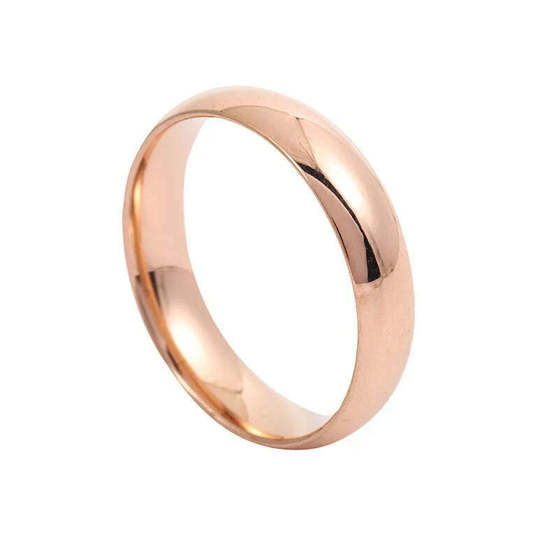 KIMLUD, 4mm High-End Temperament Smooth Titanium Steel Non-Fading Exquisite Ring Wedding Ring Engagement Jewelry Gift, rose gold / 12, KIMLUD Womens Clothes