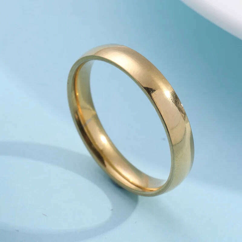 KIMLUD, 4mm High-End Temperament Smooth Titanium Steel Non-Fading Exquisite Ring Wedding Ring Engagement Jewelry Gift, gold / 12, KIMLUD Womens Clothes