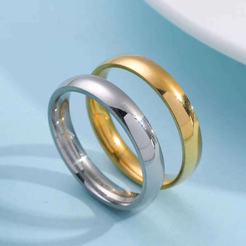 KIMLUD, 4mm High-End Temperament Smooth Titanium Steel Non-Fading Exquisite Ring Wedding Ring Engagement Jewelry Gift, KIMLUD Womens Clothes