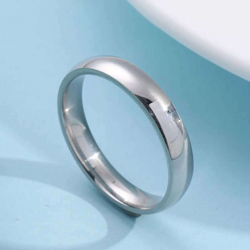 KIMLUD, 4mm High-End Temperament Smooth Titanium Steel Non-Fading Exquisite Ring Wedding Ring Engagement Jewelry Gift, silver / 12, KIMLUD Womens Clothes