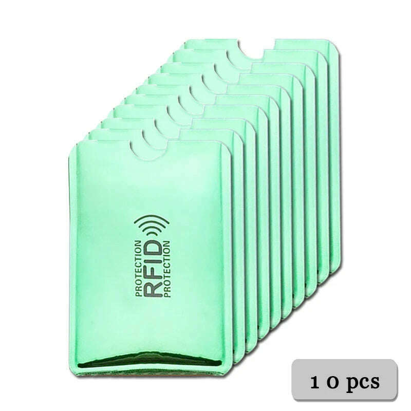 KIMLUD, 5-20 pcs Aluminium Anti Rfid Card Holder NFC Blocking Reader Lock Id Bank Card Holder Case Protection Metal Credit Card Case, 10 pcs Green, KIMLUD Womens Clothes