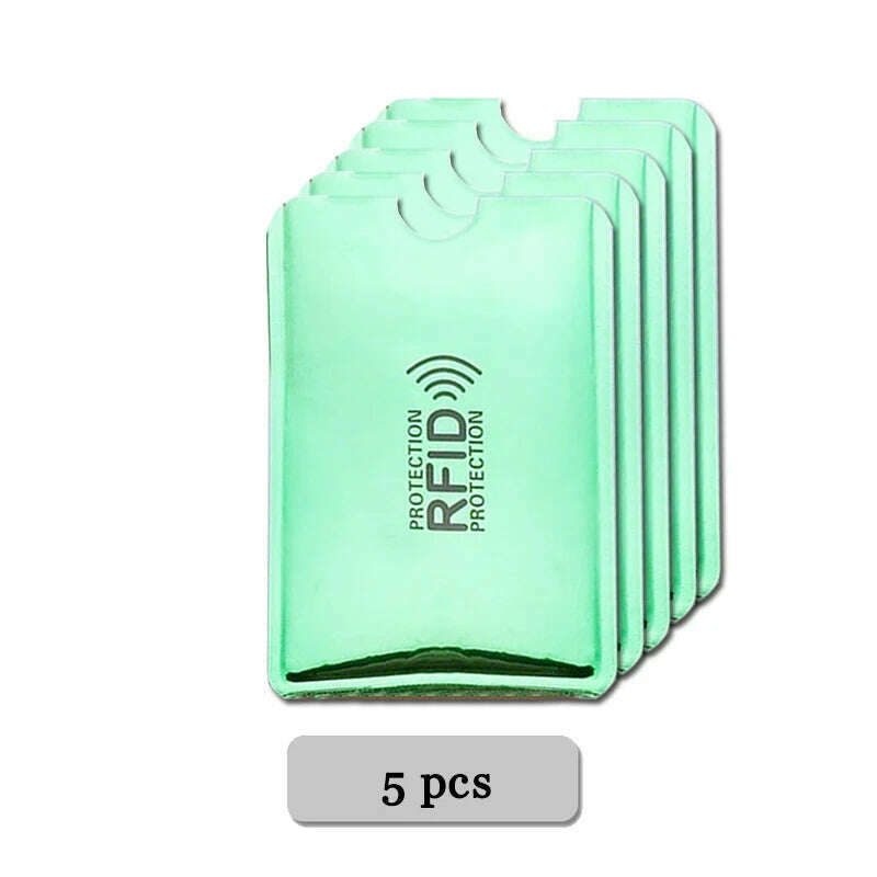 KIMLUD, 5-20 pcs Aluminium Anti Rfid Card Holder NFC Blocking Reader Lock Id Bank Card Holder Case Protection Metal Credit Card Case, 5 pcs Green, KIMLUD Womens Clothes