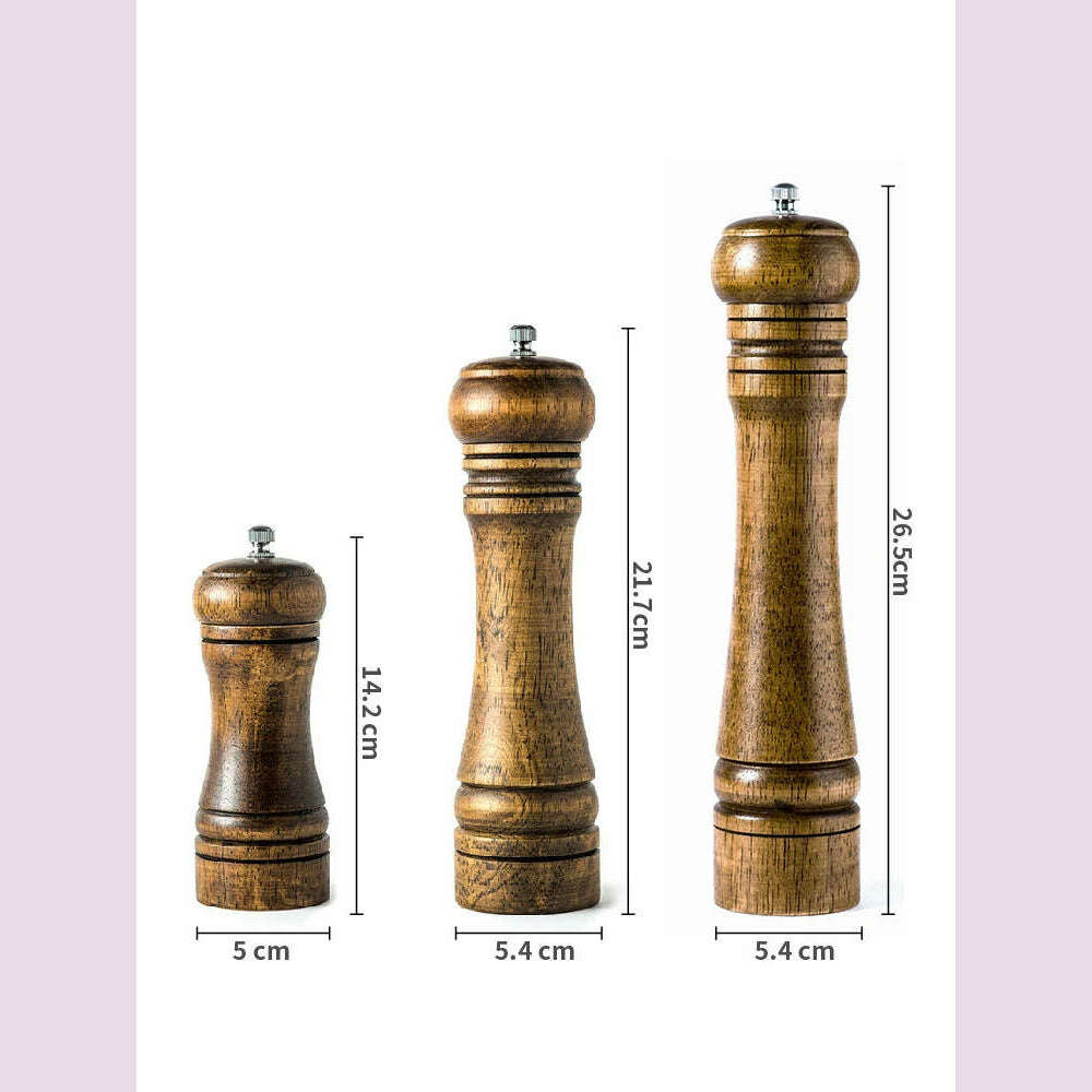 5" 8" 10" Salt and Pepper Grinder, Solid Wood Spice Pepper Mill with Strong Adjustable Ceramic Grinder Kitchen Cooking Tools - KIMLUD