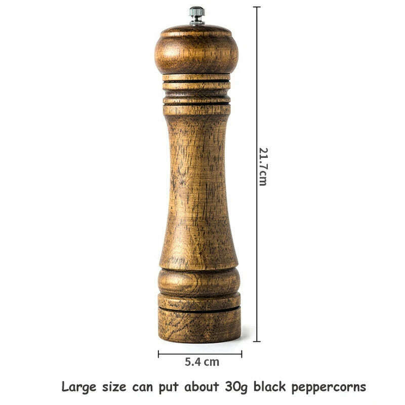 5" 8" 10" Salt and Pepper Grinder, Solid Wood Spice Pepper Mill with Strong Adjustable Ceramic Grinder Kitchen Cooking Tools - KIMLUD