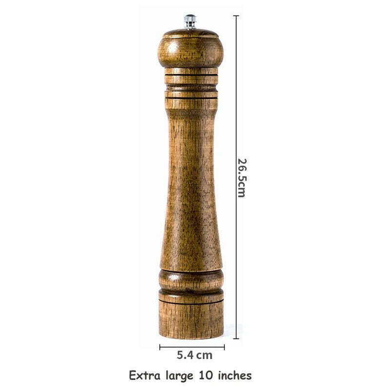 5" 8" 10" Salt and Pepper Grinder, Solid Wood Spice Pepper Mill with Strong Adjustable Ceramic Grinder Kitchen Cooking Tools - KIMLUD