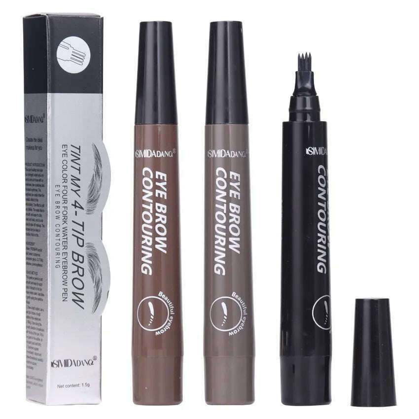 KIMLUD, 5 Colors Eyebrow Pen Waterproof 4 Fork Tip Eyebrow Tattoo Pencil Cosmetic Long Lasting Natural Dark Brown Liquid Eye Brow Pencil, KIMLUD Womens Clothes