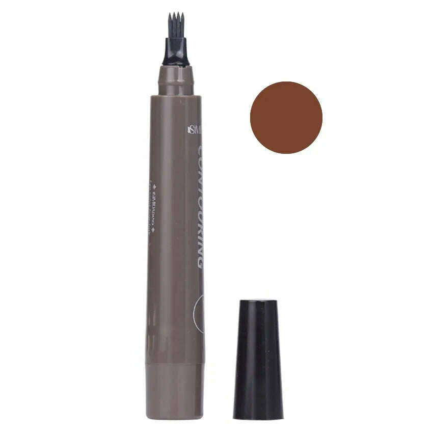 KIMLUD, 5 Colors Eyebrow Pen Waterproof 4 Fork Tip Eyebrow Tattoo Pencil Cosmetic Long Lasting Natural Dark Brown Liquid Eye Brow Pencil, Dark Brown, KIMLUD Womens Clothes
