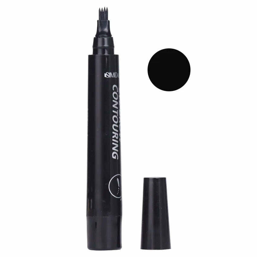 KIMLUD, 5 Colors Eyebrow Pen Waterproof 4 Fork Tip Eyebrow Tattoo Pencil Cosmetic Long Lasting Natural Dark Brown Liquid Eye Brow Pencil, Black, KIMLUD Womens Clothes