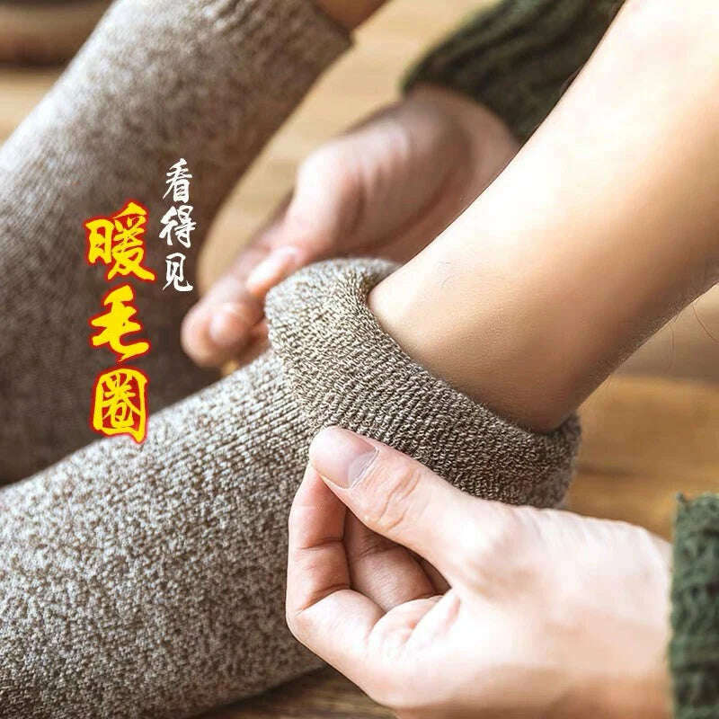 5 Pairs/Lot Men's Winter Thickened Socks High Quality Medium Tube Plush Warm Terry Socks Solid Color Deodorant Soft Towel Socks - KIMLUD