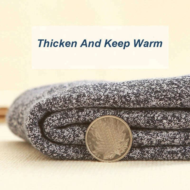 5 Pairs/Lot Men's Winter Thickened Socks High Quality Medium Tube Plush Warm Terry Socks Solid Color Deodorant Soft Towel Socks - KIMLUD