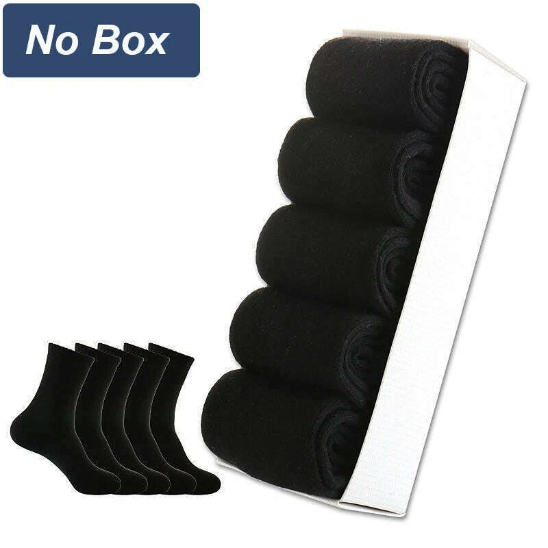 5 Pairs/Lot Men's Winter Thickened Socks High Quality Medium Tube Plush Warm Terry Socks Solid Color Deodorant Soft Towel Socks - KIMLUD