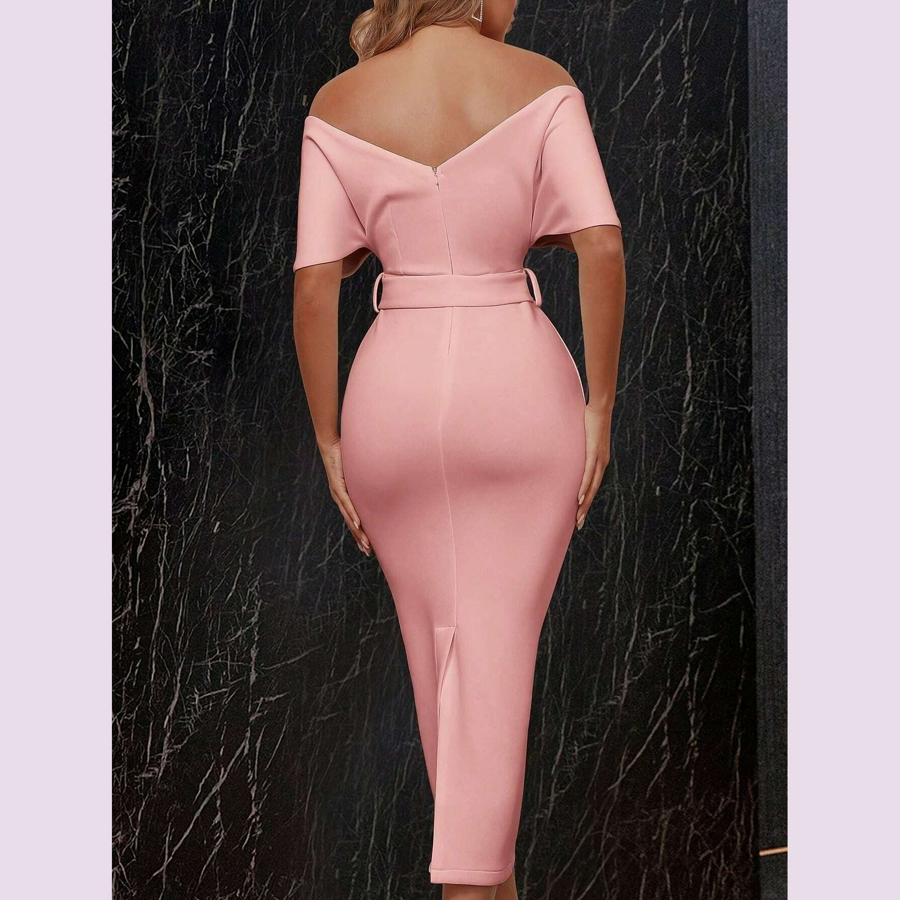 stunning-off-the-shoulder-bodycon-dress---v-neck-split-hem-belted-waist-elegant-design-for-wedding-party-formal-occasions---womens-clothing-body-hugging-silhouettekimlud-womens-fashion-34625787