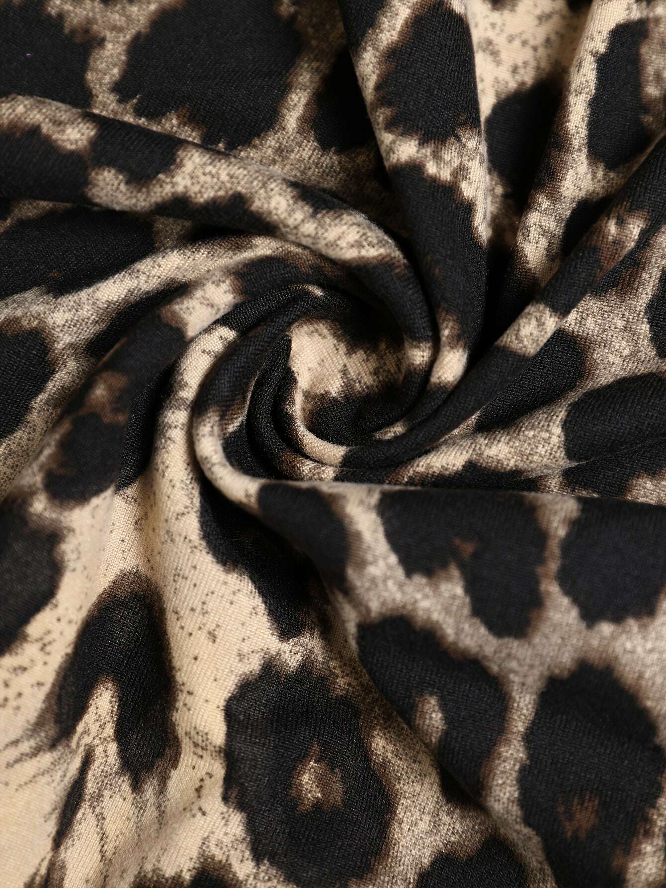 KIMLUD, Leopard Print Splice Ruched Bodycon Dress, Elegant Long Sleeve Asymmetric Dress, Women's Clothing, KIMLUD Womens Clothes