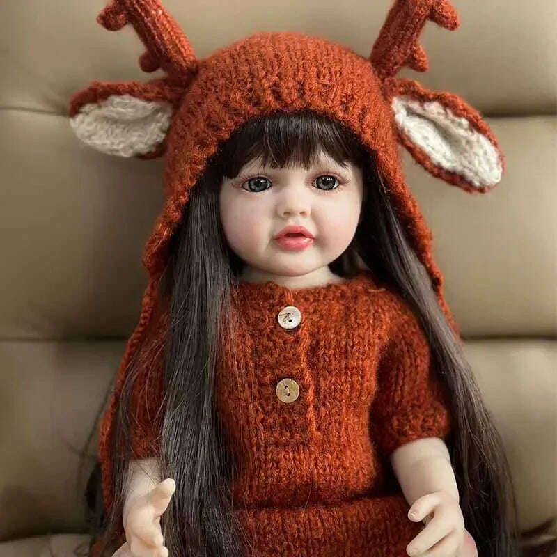 KIMLUD, 55cm Beautiful Imitation Baby Silicone Doll Full Body Silicone Cleanable Doll Rebirth Doll Girl Toy Real Looking Baby Dolls, Multicolor, KIMLUD Womens Clothes