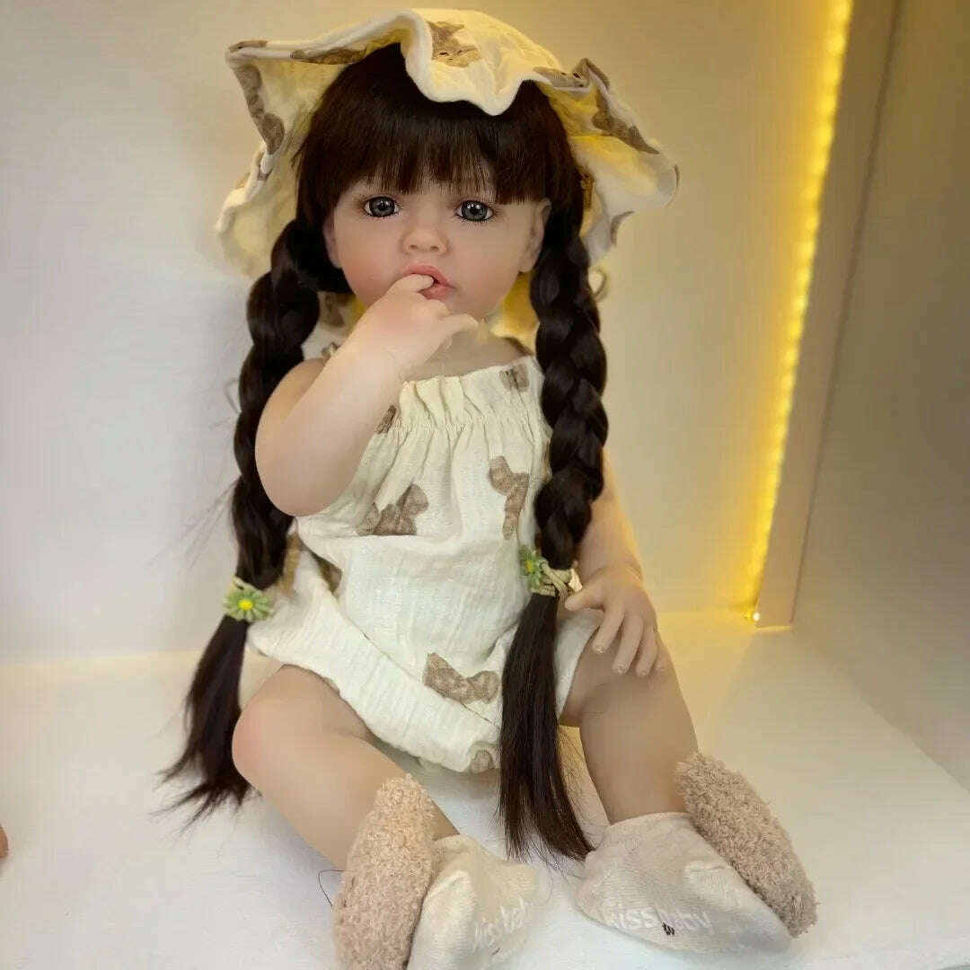 KIMLUD, 55cm Beautiful Imitation Baby Silicone Doll Full Body Silicone Cleanable Doll Rebirth Doll Girl Toy Real Looking Baby Dolls, Gold, KIMLUD Womens Clothes