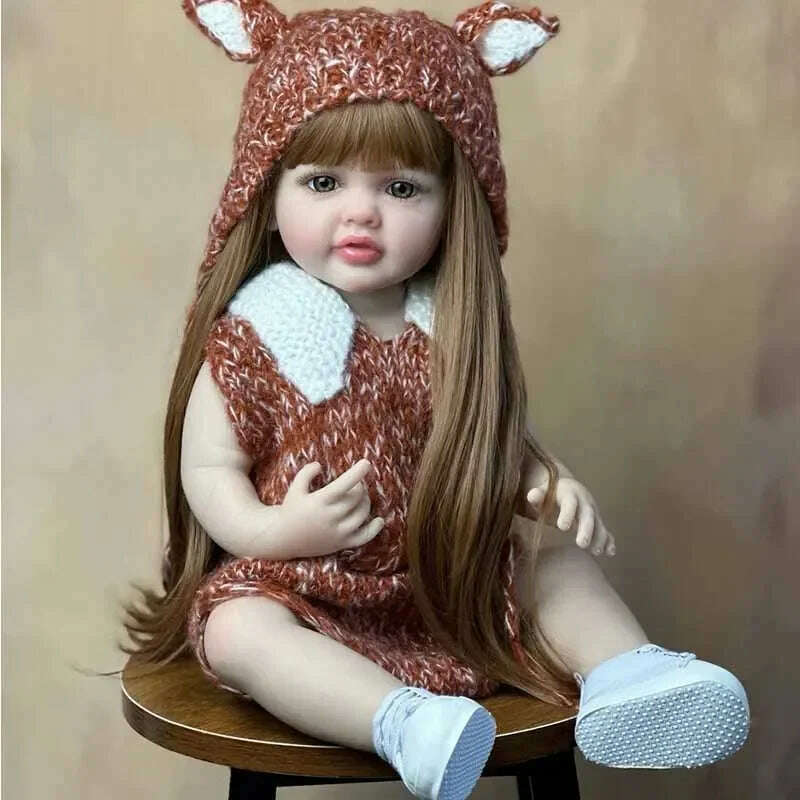KIMLUD, 55cm Beautiful Imitation Baby Silicone Doll Full Body Silicone Cleanable Doll Rebirth Doll Girl Toy Real Looking Baby Dolls, plum, KIMLUD Womens Clothes