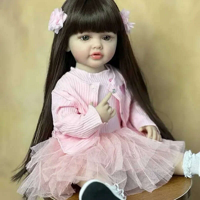 KIMLUD, 55cm Beautiful Imitation Baby Silicone Doll Full Body Silicone Cleanable Doll Rebirth Doll Girl Toy Real Looking Baby Dolls, Pink, KIMLUD Womens Clothes