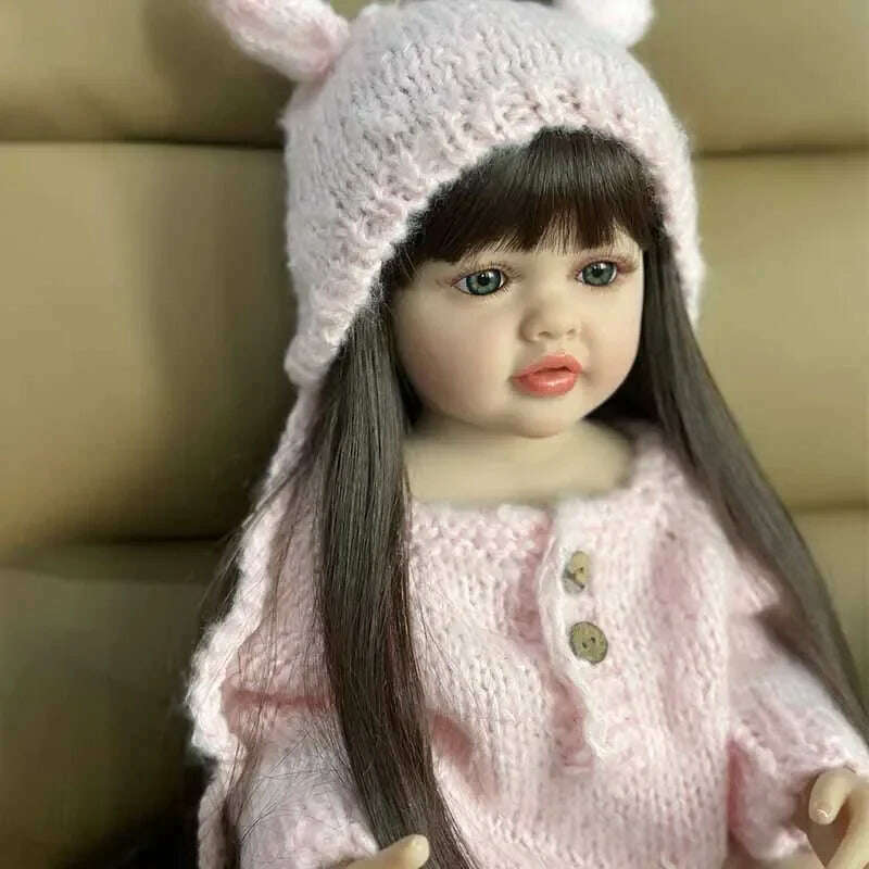 KIMLUD, 55cm Beautiful Imitation Baby Silicone Doll Full Body Silicone Cleanable Doll Rebirth Doll Girl Toy Real Looking Baby Dolls, green, KIMLUD Womens Clothes