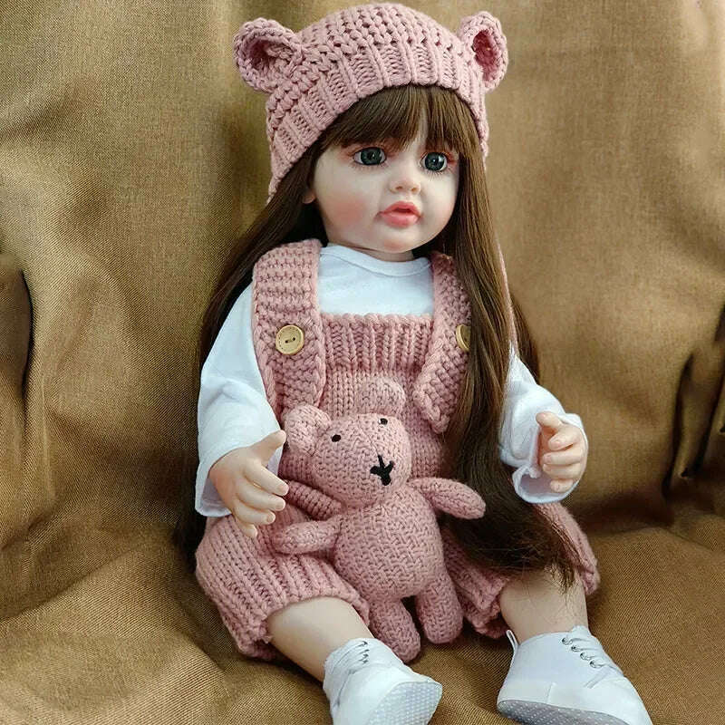 KIMLUD, 55cm Beautiful Imitation Baby Silicone Doll Full Body Silicone Cleanable Doll Rebirth Doll Girl Toy Real Looking Baby Dolls, PURPLE, KIMLUD Womens Clothes