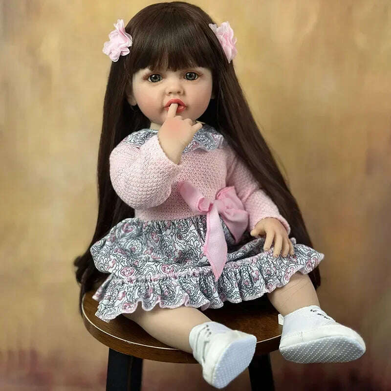 KIMLUD, 55cm Beautiful Imitation Baby Silicone Doll Full Body Silicone Cleanable Doll Rebirth Doll Girl Toy Real Looking Baby Dolls, Burgundy, KIMLUD Womens Clothes