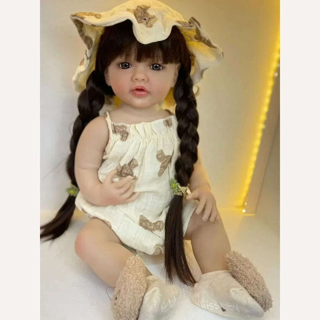 KIMLUD, 55cm Beautiful Imitation Baby Silicone Doll Full Body Silicone Cleanable Doll Rebirth Doll Girl Toy Real Looking Baby Dolls, Light Yellow, KIMLUD Womens Clothes