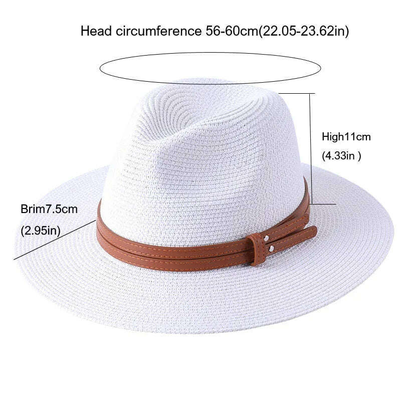 56-58-60CM Panama Hats Women Summer Wide Brim Sun Hat Beach Hat Men Fashion Straw Hat UPF UV Protection Fedoras Cap for Travel - KIMLUD