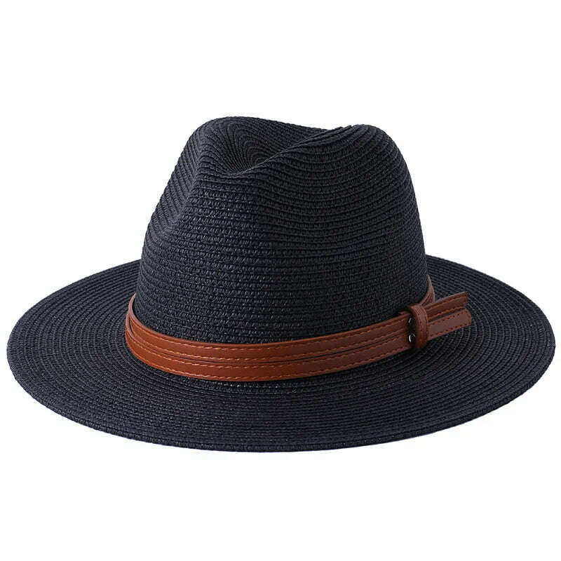 56-58-60CM Panama Hats Women Summer Wide Brim Sun Hat Beach Hat Men Fashion Straw Hat UPF UV Protection Fedoras Cap for Travel - KIMLUD